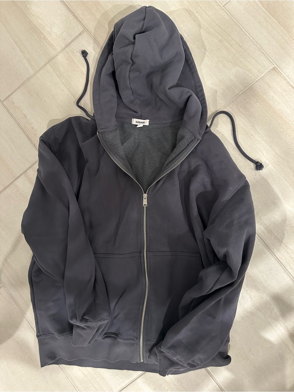 Garage Charcoal Hoodie with White Label